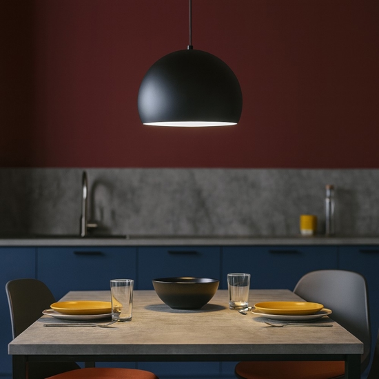 Lampadario da cucina a cupola nero